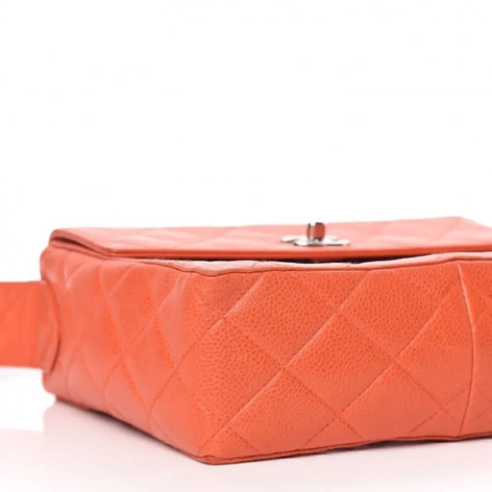CHANEL Caviar Quilted Shoulder Bag Orange